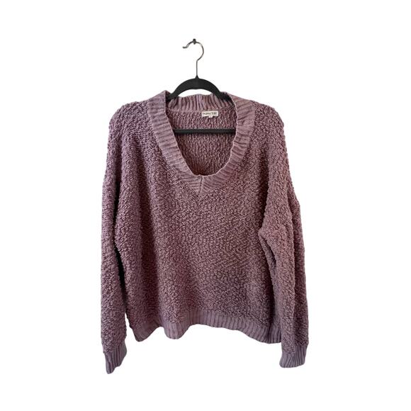 Main Strip Purple Fleece Sweater Size Medium - Picture 1 of 3